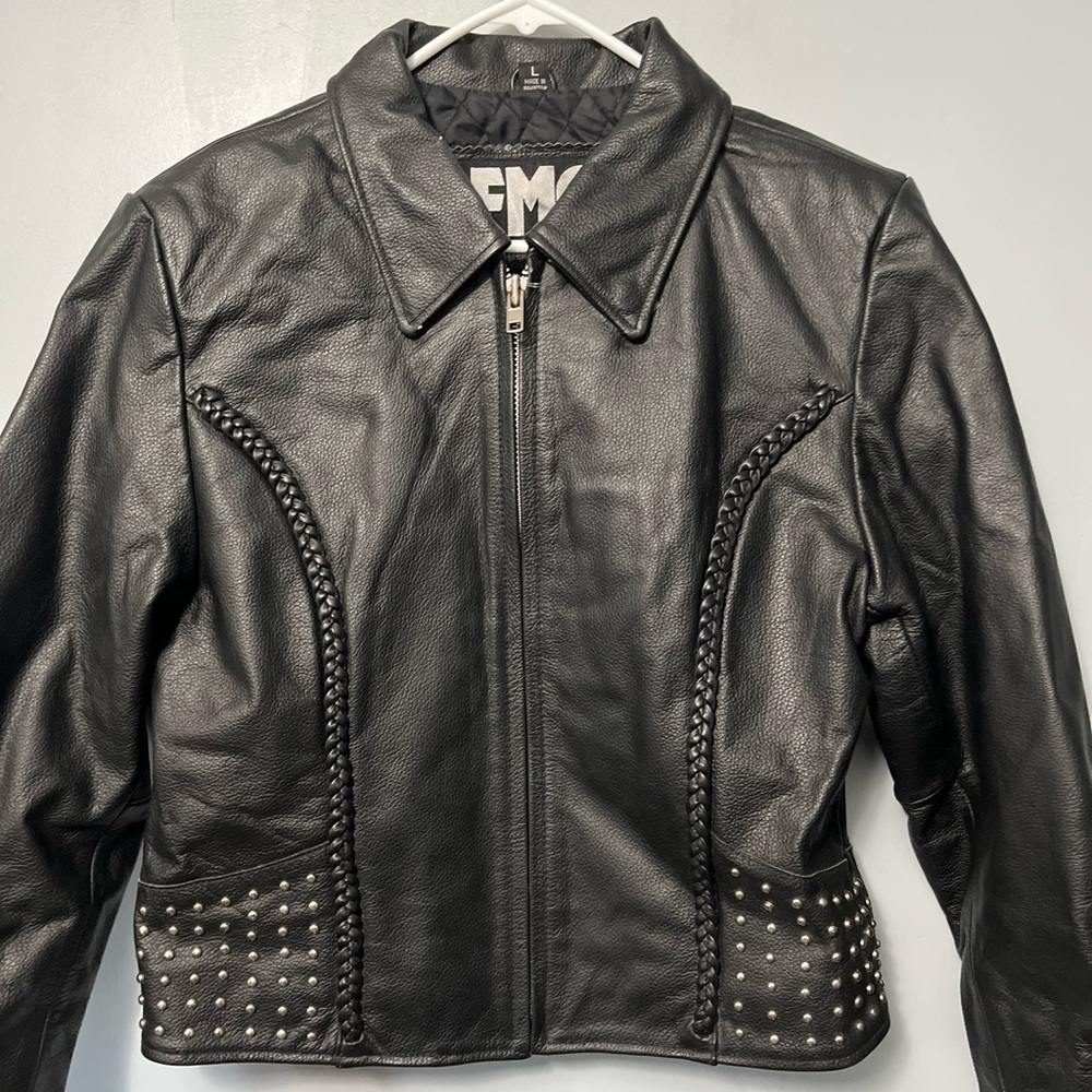 Vintage FMC Studded Embellishment Leather Biker Jacket
